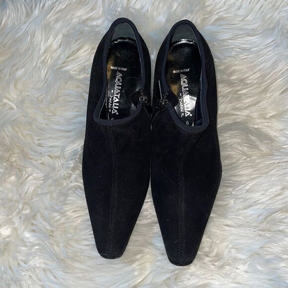 Aquatalia Black Suede Pointy Toe Booties, NWOB - Picture 1 of 7